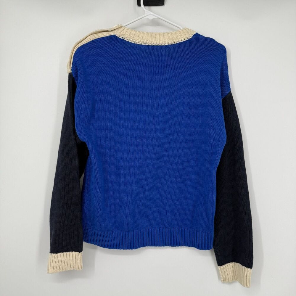Boden Women's Blue Jemma Chunky 100% Cotton Sweater Colorblock Buttons Size S - Picture 5 of 8
